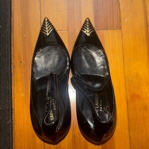 Saint Laurent Black and Gold Women's Heels